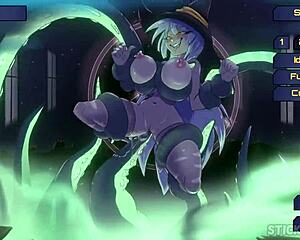 Babe with silver hair at Spunkstock music festival in anime cosplay hentai game