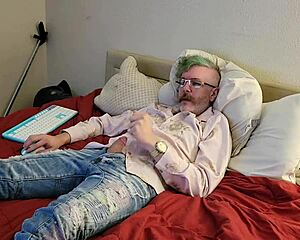 Big cock emo guy dresses and shows off his big cock