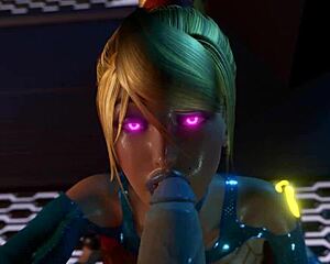 Erotic cosplay of animated Samus Aran