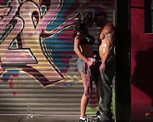 Lindsay kneels for cock blowjob