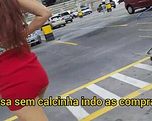 Wife in the market without underwear exposes herself publicly