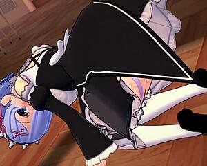 rem maid works hard for anime sex