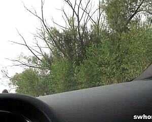 Moaning European prostitute with tight pussy enjoys wild banging for 40 euro