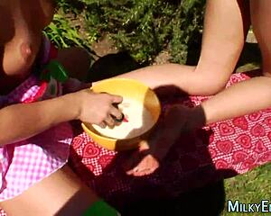 enema leads to messy anal strapon action with rimjob outdoors in high definition.