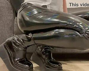 Tantalizing boot play with latex and PVC exploration as well as audio stimulation