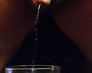 drunk guy with small cock pisses and drinks it