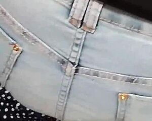 Skirt house fucks a clear jeans skirt