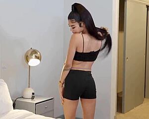 black tgirl releases pressure with solo masturbation