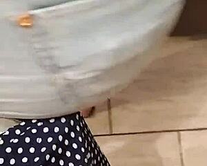 Skirt house fucks a clear jeans skirt