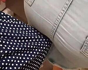 Skirt house fucks a clear jeans skirt