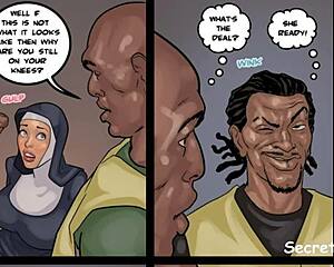 A question of trio b/m and a dark skinned nun experiencing her first time giving a deepthroat to a large black penis