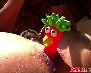 buttplugged milf toys her tight pussy with wild abandon