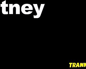 Trannies R Us - cute Asian shemale self-pleasuring with cumshot on small tits.