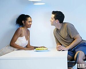 teen babe rides big cock in interracial shaved pussy hardcore ferr-art 😘