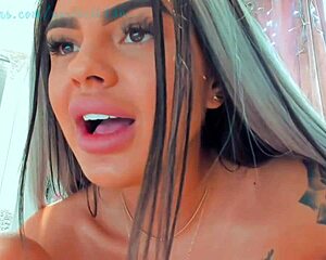 Cute and flirtatious cosplayer corsplays on webcam in amazing beauty