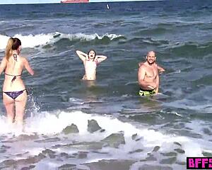 naughty bisexual teen 18+ bffs share a massive cock for fun