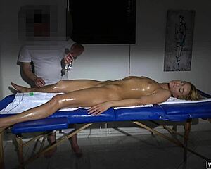 Shining star Cherry Kiss comes for relax with blonde kissing orgasm masturbation solo massage!