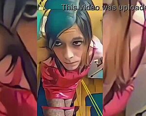 hot shemale teasing in bathroom with underwear