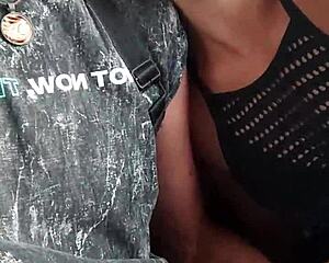 A friend gives a blow job to me while we travel on a train and other people are watching us.