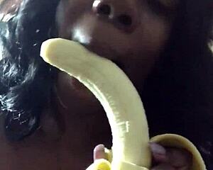 wanna see me deepthroat this banana like a big cock with choking