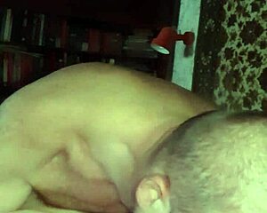 Wife sucking big tits and fat ass