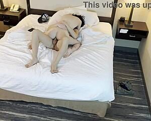 Petite teen rides cock cowgirl style.