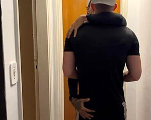 Those young guys are kissing and getting caught on the building camera.