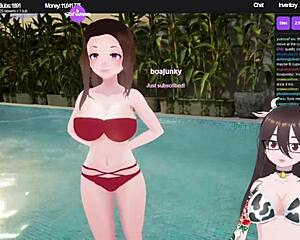 Steamy hot tub experience with a Vtuber in a bikini