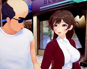 This couple is fucking in 3D animation, bent over with big tits and cocks