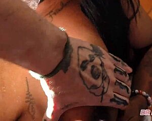 Deepthroat With Lots Of Drool Dripping On The Submissive African Woman's Body In Slow Motion