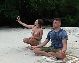 meditation on the beach sloppy blowjob from stranger girl.