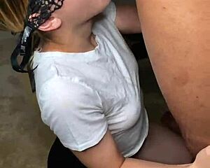 White girl gives BBC the sloppiest blowjob ever and lets him cum in her mouth