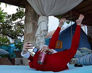 Brunette Pornstar Melena Maria Rya Performs Sexy Topless Masturbation in Hot Selfie Video.