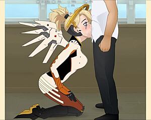 mercy from overwatch dives into wild hentai action scenes