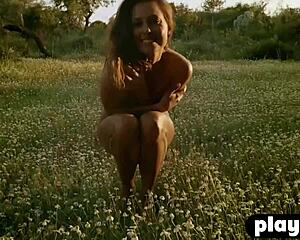 I saw milf Anetta Keys revealin' her small tits in nature, posin' so sexy.