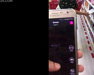 Girlfriend walks with vibrator in shopping mall