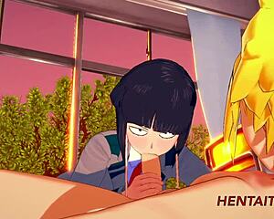 Boku No Hero hentai - Jiro Kyoka giving wild blowjob