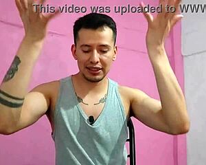 The plumber fucks me on the balcony with his curved cock