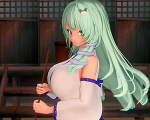 check out sanae giving an awesome boob job in this anime