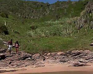 the nasty latina takes a big black cock outdoors.