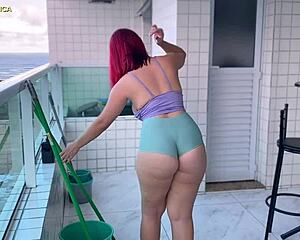 Hired Latina Maid Shows Ass In Shorts