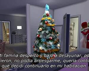 3D Christmas porn with a teen and her doggystyle lover Sub espanol