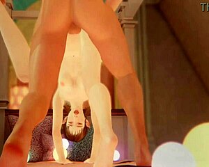 3D cartoon of wet and wild interracial sex with toys