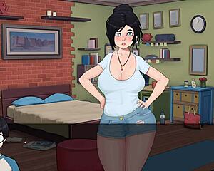 otaku wakes up to big tits in game