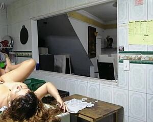 Part 2: I Cum In My Horny Cousin's Mouth In The Kitchen While Licking Her Latina Pussy.