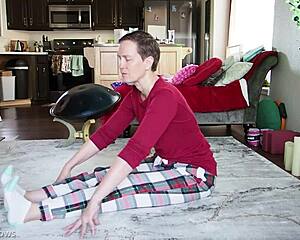 Yoga Lesson Turns Into Steamy Session With Shaved Brunette Girlfriend