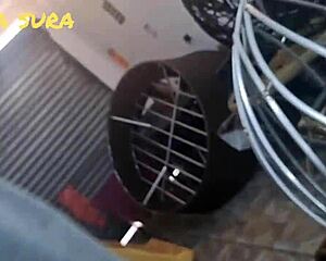 She offers pussy to upholsterer for sofa repair.