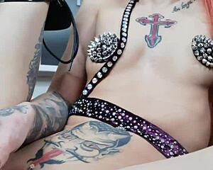 Nastya Fox Licks Her Pierced Tattoo Redhead Pussy With New Dildo