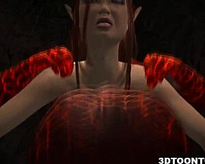 Watch this 3D babe take reptile cocks?