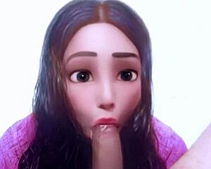 The deepthroat blowjob session unfolds with intense sucking